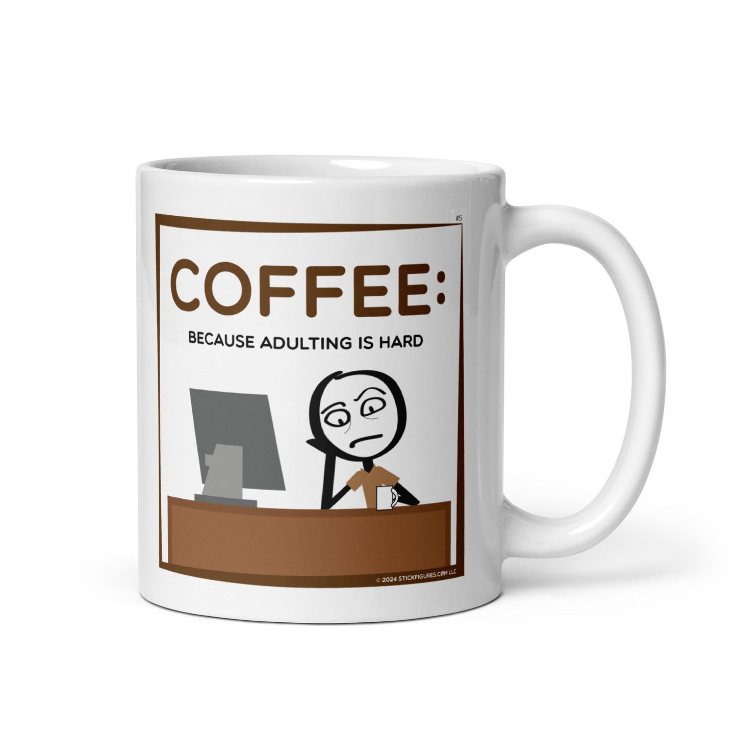 Coffee: Because Adulting is Hard - Stick Figure Mug - #5