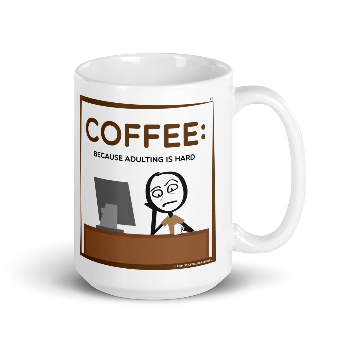 Coffee: Because Adulting is Hard - Stick Figure Mug - #5